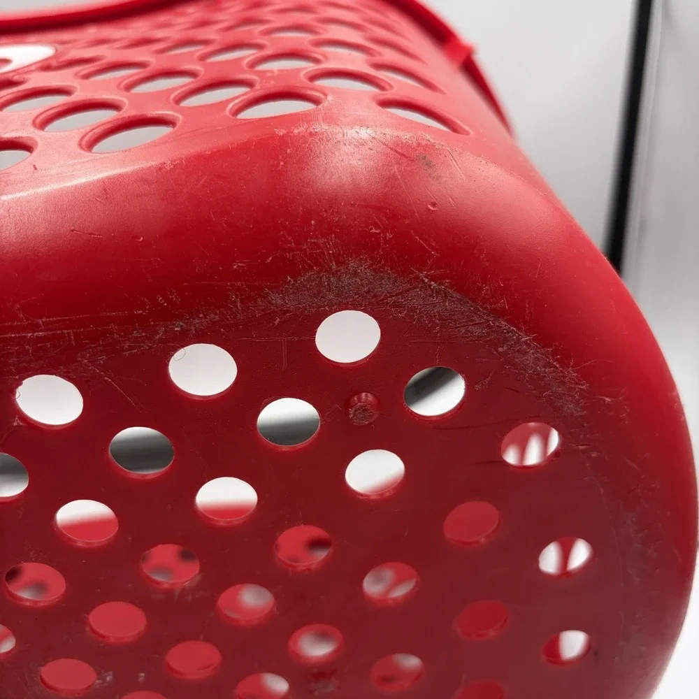 Target Full Size Basket Gray Handle Red Bullseye Logo Shopping Storage 18x11